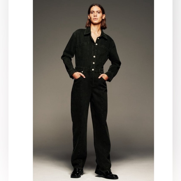 NWT ZARA LONG DENIM JUMPSUIT SIZE XS BLACK 6840/256/800 - Picture 2 of 8